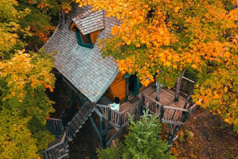 view of the balcony of our treehouse called "the enchanted chalet"